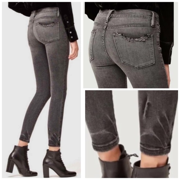 FRAME Le Skinny de Jeanne Crop Denim Jeans in Jackson Peak Black Gray Wash 26 - Picture 17 of 17